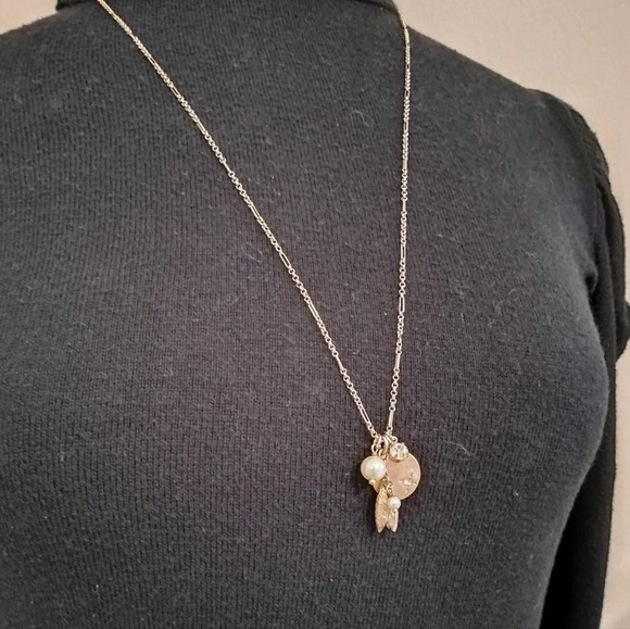 J. Crew 28" Gold Tone Link Charm Pendants Dangle Necklace - Picture 1 of 3